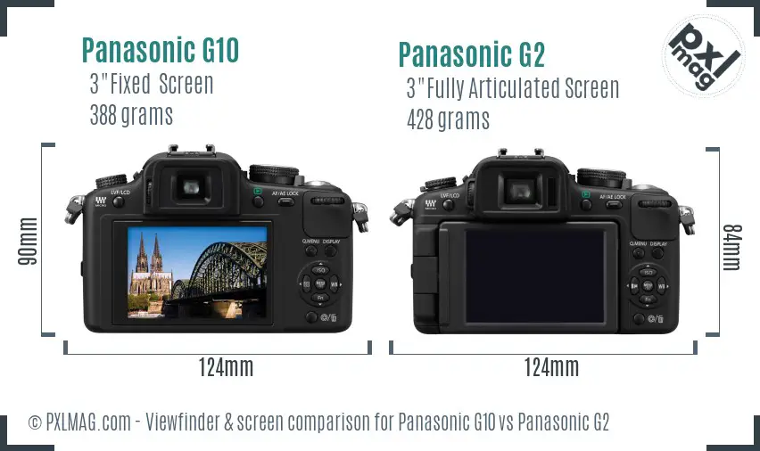 Panasonic G10 vs Panasonic G2 Screen and Viewfinder comparison