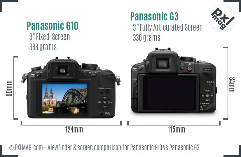 Panasonic G10 vs Panasonic G3 Screen and Viewfinder comparison