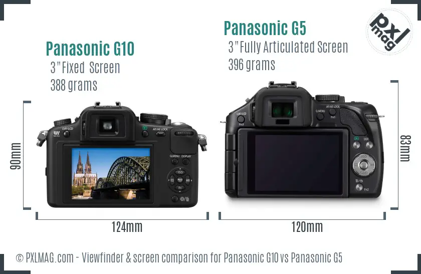 Panasonic G10 vs Panasonic G5 Screen and Viewfinder comparison