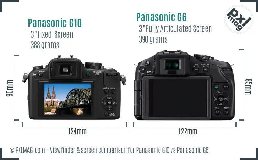 Panasonic G10 vs Panasonic G6 Screen and Viewfinder comparison