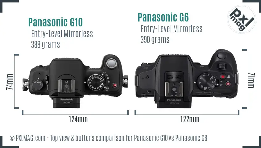 Panasonic G10 vs Panasonic G6 top view buttons comparison