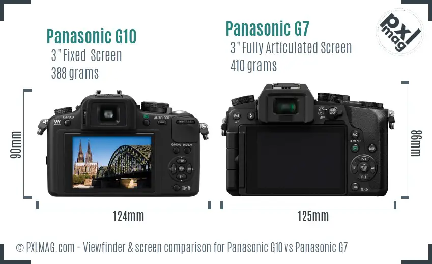 Panasonic G10 vs Panasonic G7 Screen and Viewfinder comparison