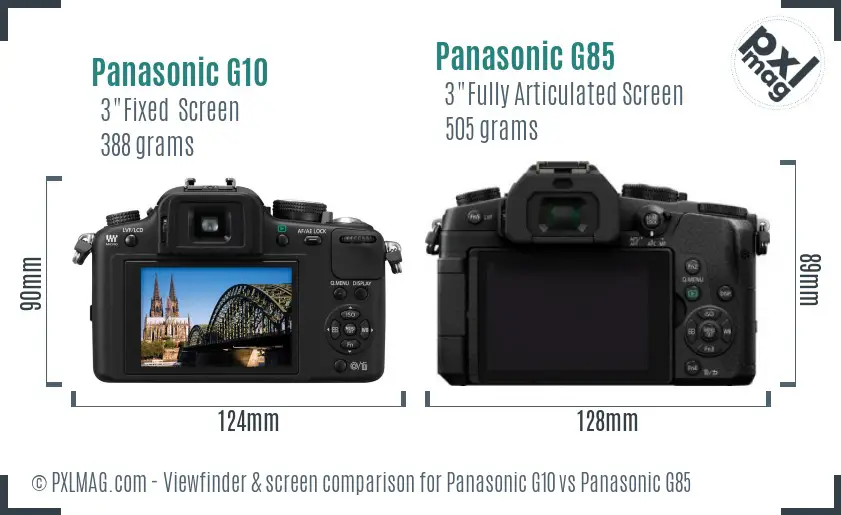 Panasonic G10 vs Panasonic G85 Screen and Viewfinder comparison