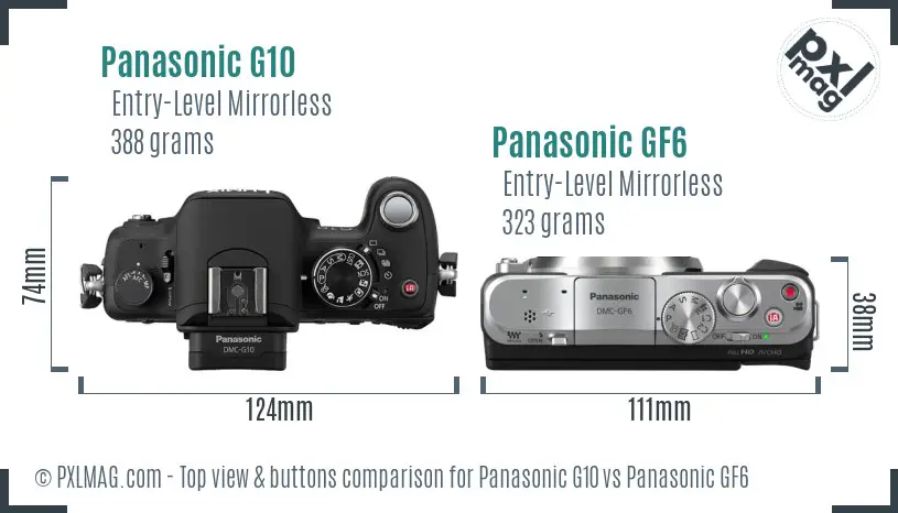 Panasonic G10 vs Panasonic GF6 top view buttons comparison
