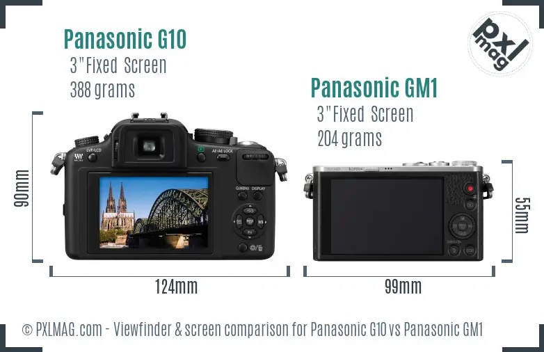 Panasonic G10 vs Panasonic GM1 Screen and Viewfinder comparison