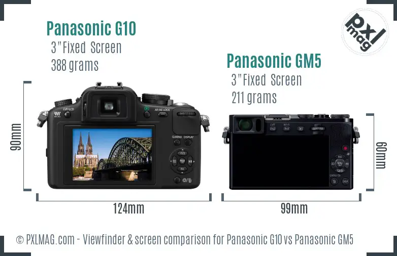 Panasonic G10 vs Panasonic GM5 Screen and Viewfinder comparison