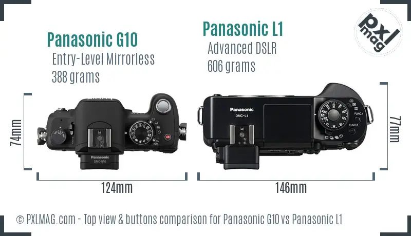 Panasonic G10 vs Panasonic L1 top view buttons comparison