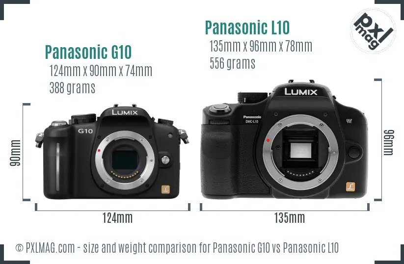 Panasonic G10 vs Panasonic L10 size comparison