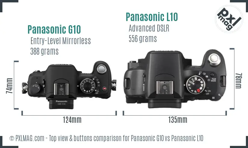 Panasonic G10 vs Panasonic L10 top view buttons comparison