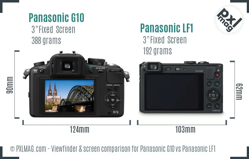 Panasonic G10 vs Panasonic LF1 Screen and Viewfinder comparison