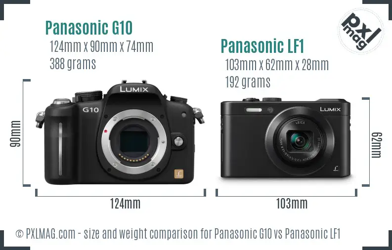 Panasonic G10 vs Panasonic LF1 size comparison
