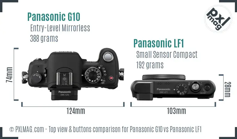 Panasonic G10 vs Panasonic LF1 top view buttons comparison