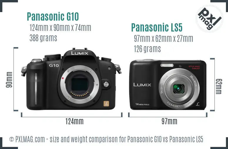 Panasonic G10 vs Panasonic LS5 size comparison