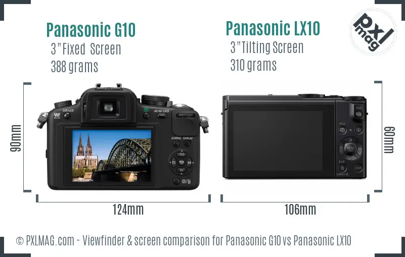Panasonic G10 vs Panasonic LX10 Screen and Viewfinder comparison