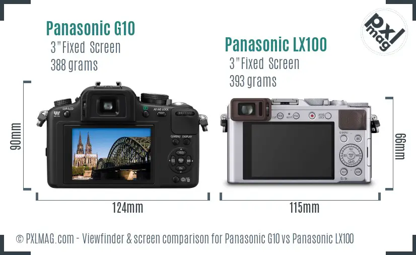 Panasonic G10 vs Panasonic LX100 Screen and Viewfinder comparison
