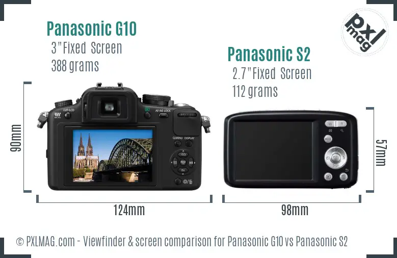Panasonic G10 vs Panasonic S2 Screen and Viewfinder comparison