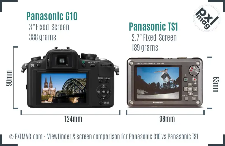 Panasonic G10 vs Panasonic TS1 Screen and Viewfinder comparison
