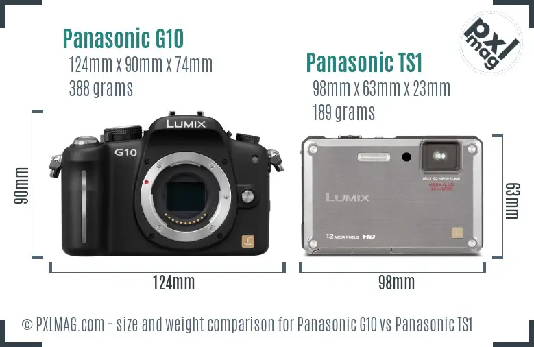 Panasonic G10 vs Panasonic TS1 size comparison