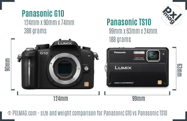 Panasonic G10 vs Panasonic TS10 size comparison