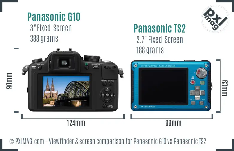 Panasonic G10 vs Panasonic TS2 Screen and Viewfinder comparison