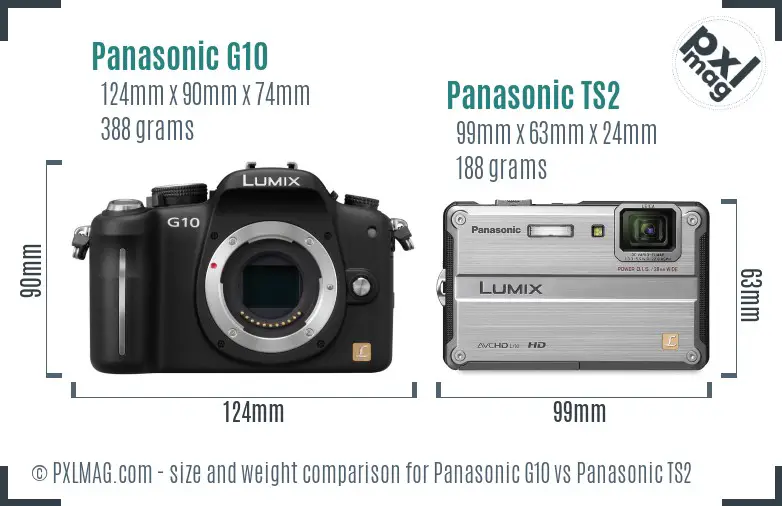 Panasonic G10 vs Panasonic TS2 size comparison