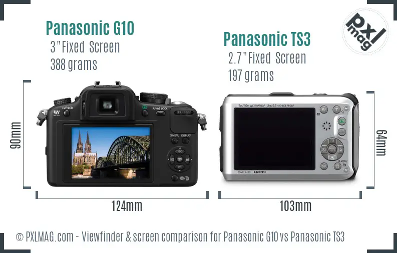 Panasonic G10 vs Panasonic TS3 Screen and Viewfinder comparison