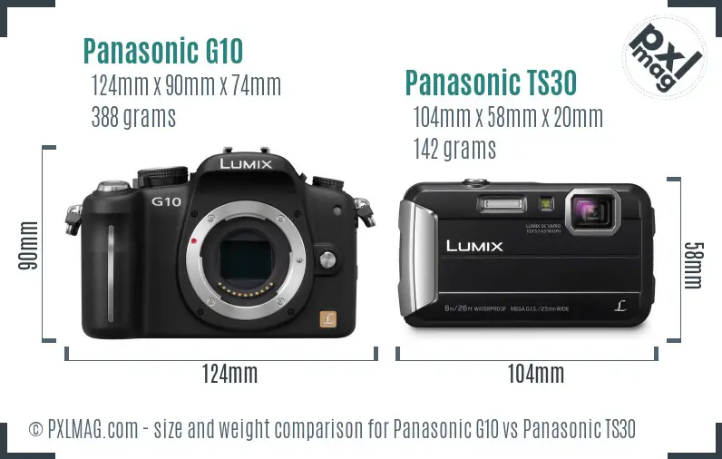 Panasonic G10 vs Panasonic TS30 size comparison