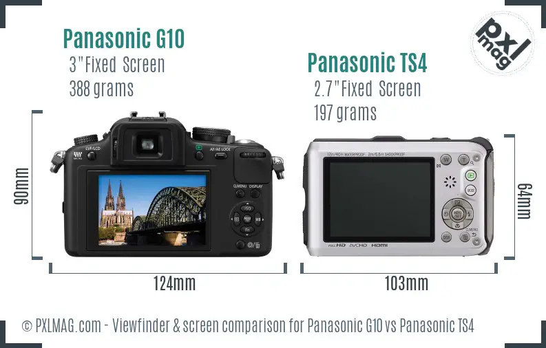 Panasonic G10 vs Panasonic TS4 Screen and Viewfinder comparison