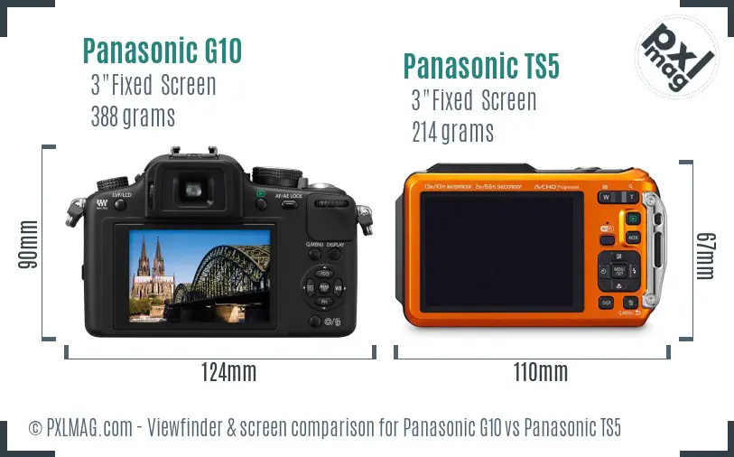 Panasonic G10 vs Panasonic TS5 Screen and Viewfinder comparison