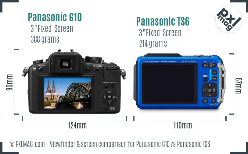 Panasonic G10 vs Panasonic TS6 Screen and Viewfinder comparison