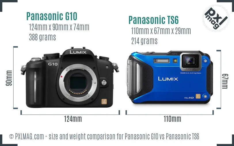 Panasonic G10 vs Panasonic TS6 size comparison