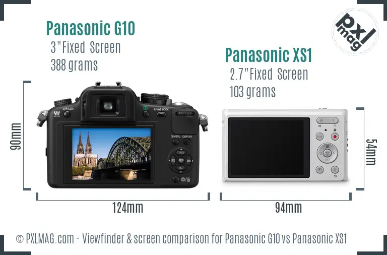 Panasonic G10 vs Panasonic XS1 Screen and Viewfinder comparison