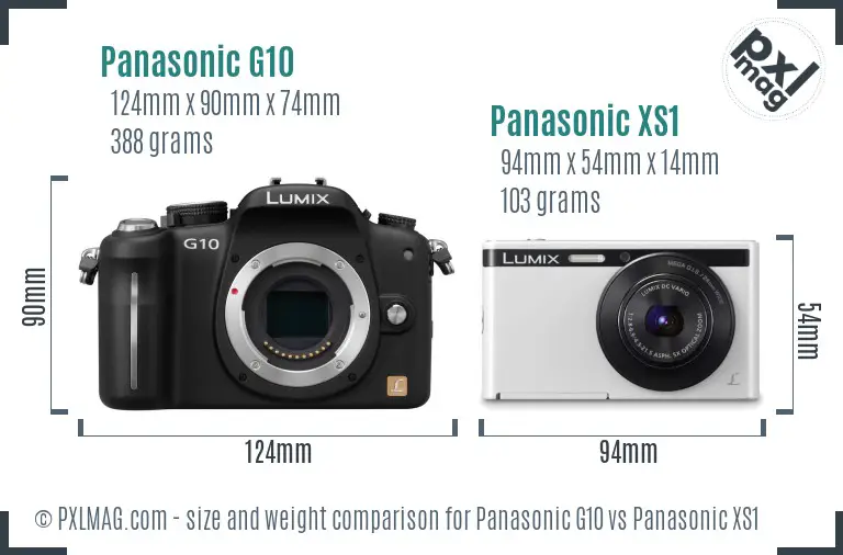 Panasonic G10 vs Panasonic XS1 size comparison