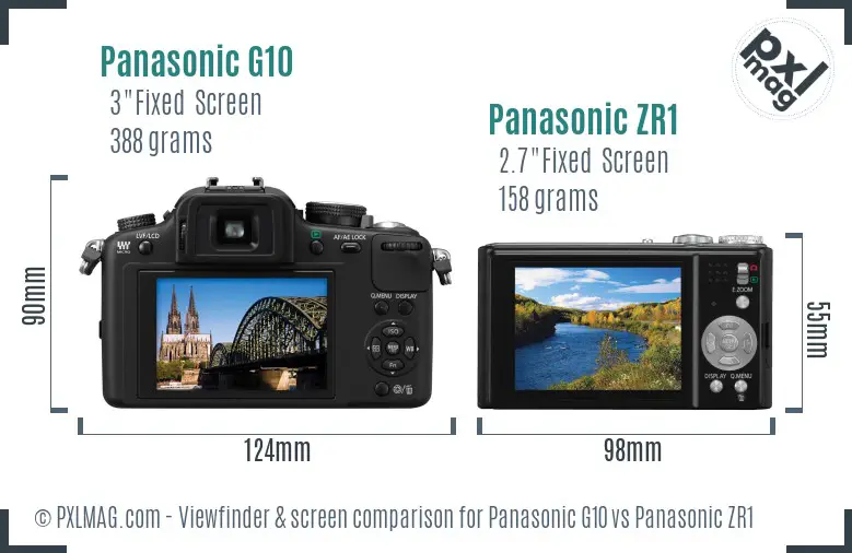Panasonic G10 vs Panasonic ZR1 Screen and Viewfinder comparison