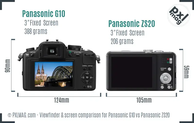 Panasonic G10 vs Panasonic ZS20 Screen and Viewfinder comparison