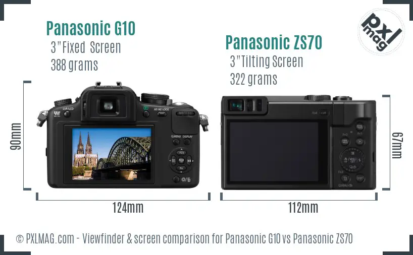 Panasonic G10 vs Panasonic ZS70 Screen and Viewfinder comparison