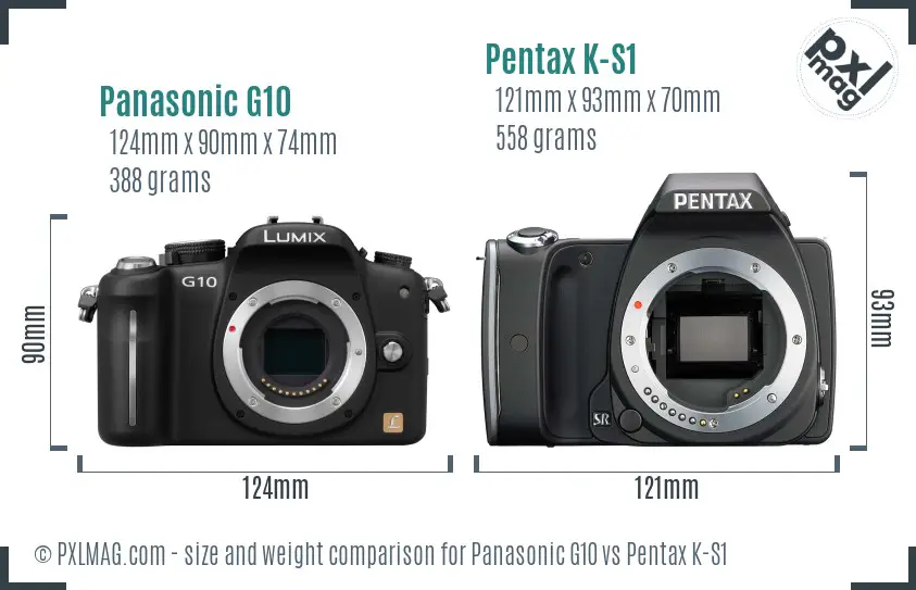 Panasonic G10 vs Pentax K-S1 size comparison