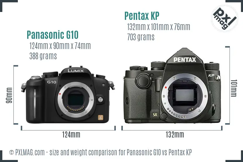 Panasonic G10 vs Pentax KP size comparison
