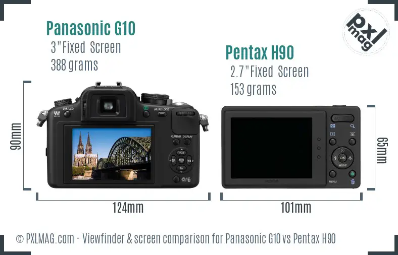 Panasonic G10 vs Pentax H90 Screen and Viewfinder comparison