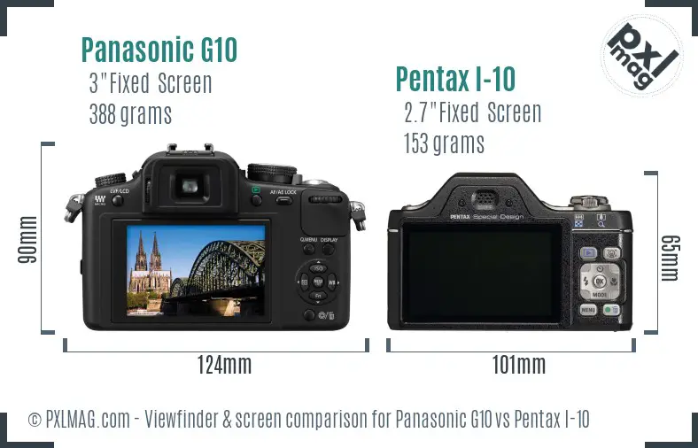 Panasonic G10 vs Pentax I-10 Screen and Viewfinder comparison