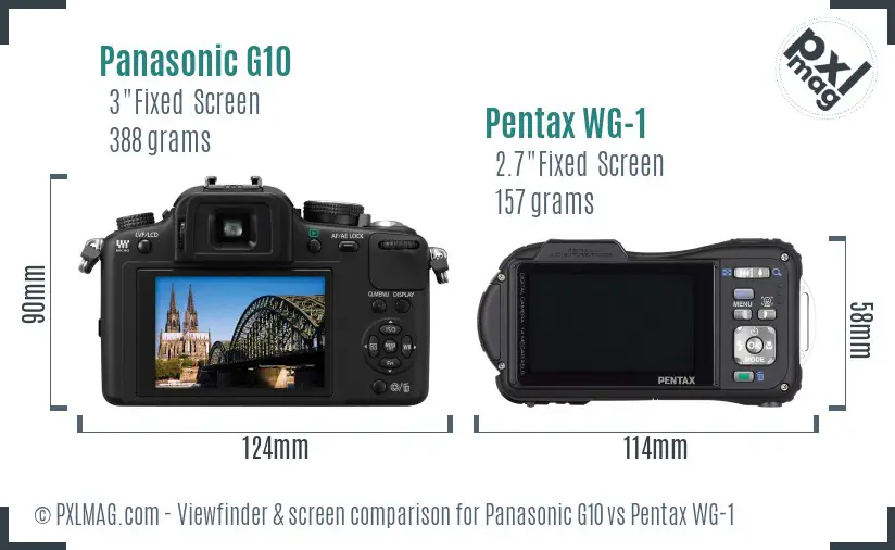 Panasonic G10 vs Pentax WG-1 Screen and Viewfinder comparison