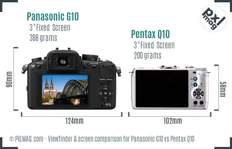 Panasonic G10 vs Pentax Q10 Screen and Viewfinder comparison