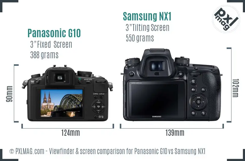 Panasonic G10 vs Samsung NX1 Screen and Viewfinder comparison