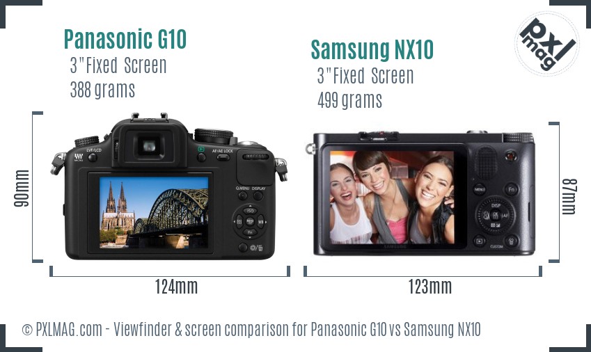 Panasonic G10 vs Samsung NX10 Screen and Viewfinder comparison