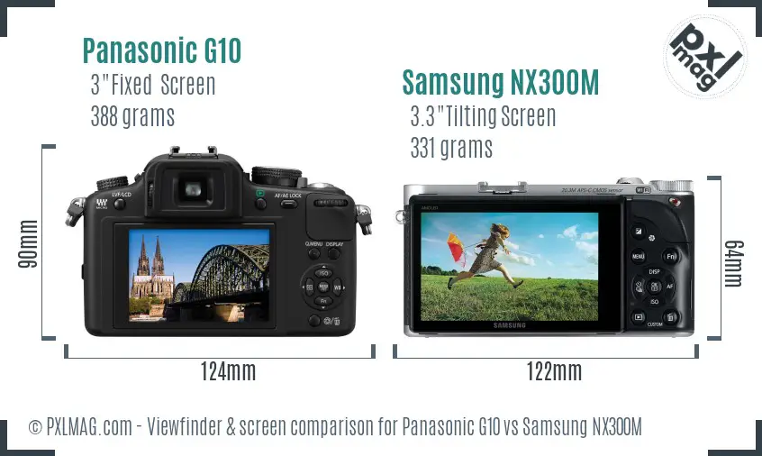 Panasonic G10 vs Samsung NX300M Screen and Viewfinder comparison Panasonic G10 vs Samsung NX300M Screen and Viewfinder comparison