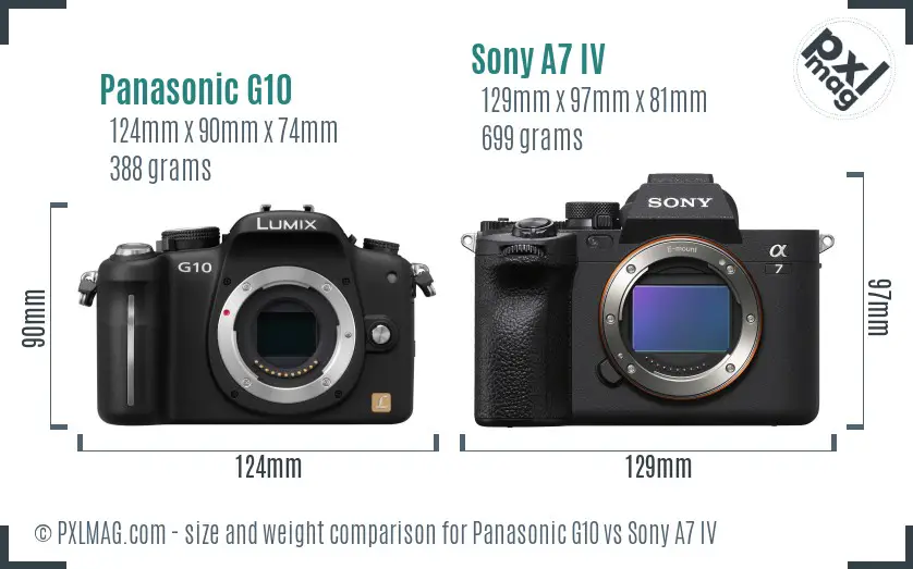 Panasonic G10 vs Sony A7 IV size comparison Panasonic G10 vs Sony A7 IV size comparison