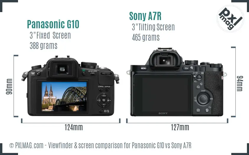 Panasonic G10 vs Sony A7R Screen and Viewfinder comparison