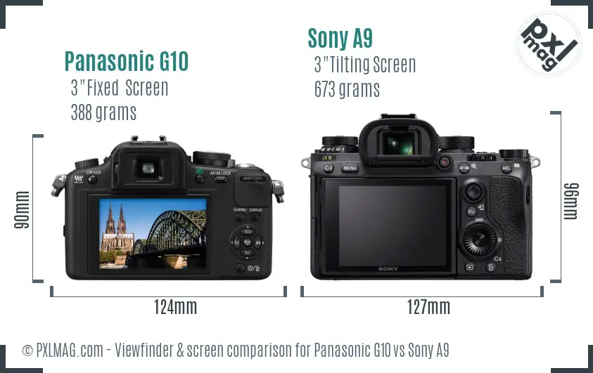 Panasonic G10 vs Sony A9 Screen and Viewfinder comparison Panasonic G10 vs Sony A9 Screen and Viewfinder comparison