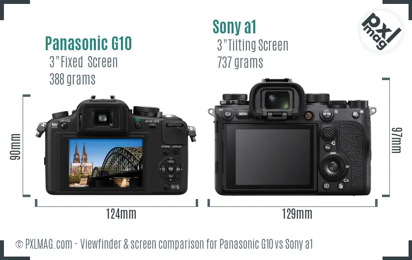 Panasonic G10 vs Sony a1 Screen and Viewfinder comparison