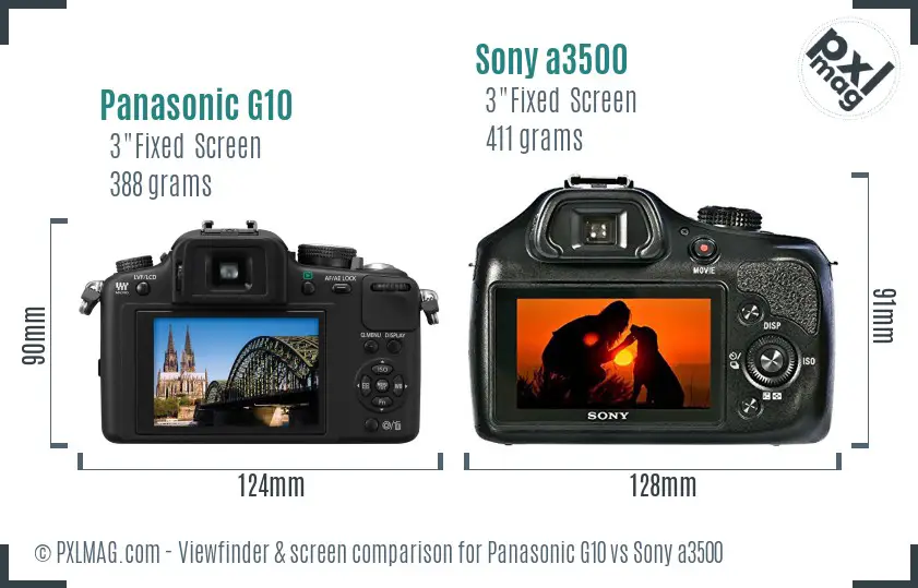 Panasonic G10 vs Sony a3500 Screen and Viewfinder comparison
